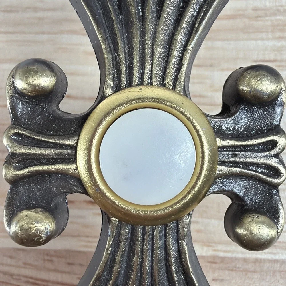 Vintage Lighted Doorbell Push Button Decorative Trine Gothic Roman Cross USA